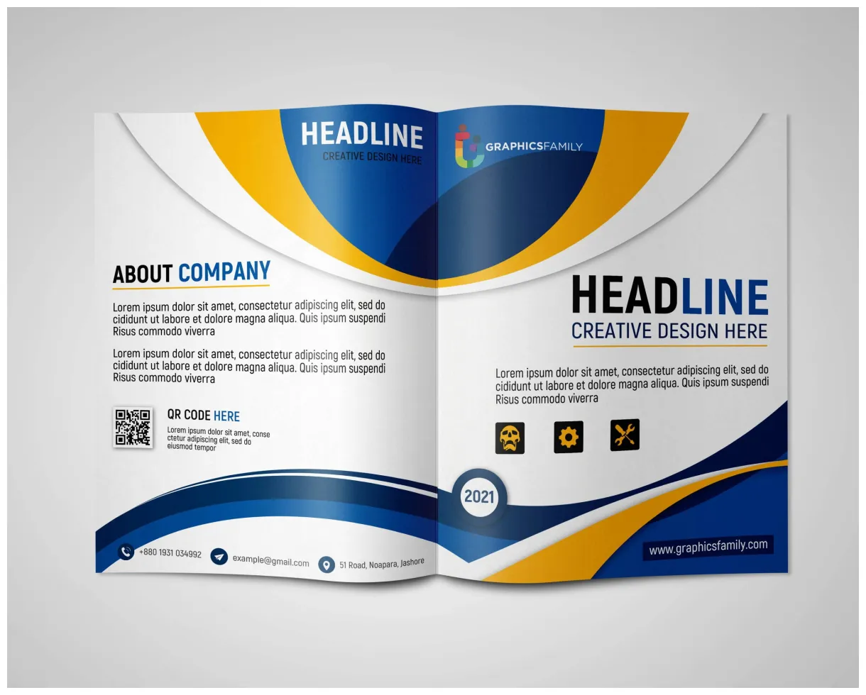 Professional Bifold Brochure Design Template – GraphicsFamily