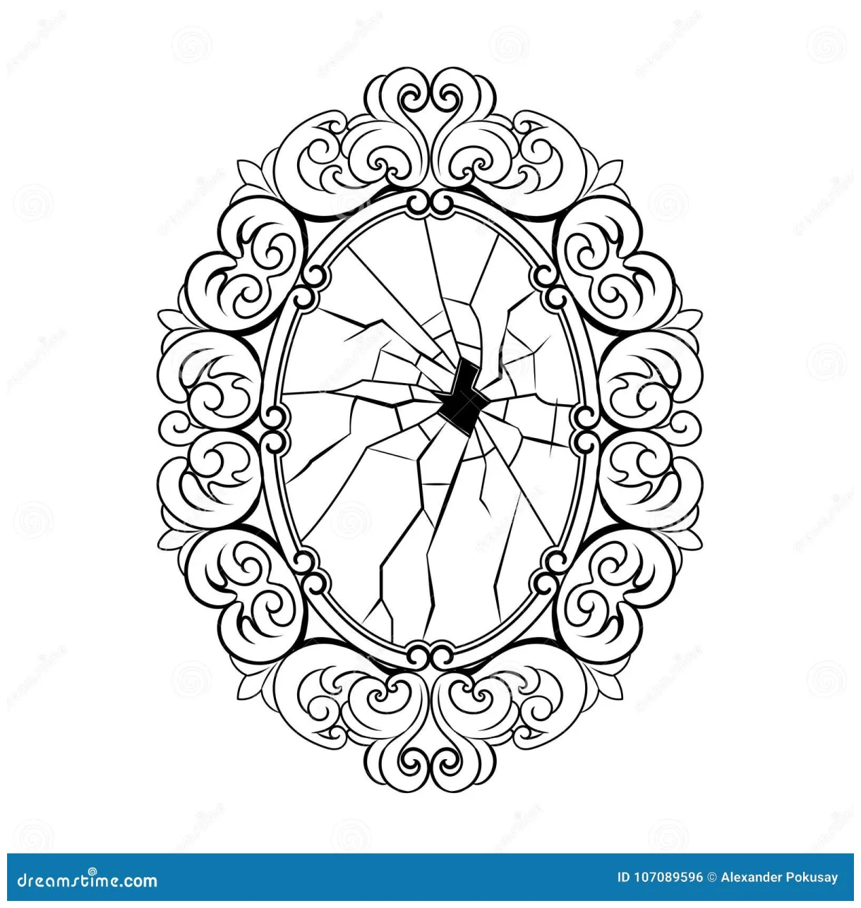 Broken mirror coloring book vector cartoondealer #107089596