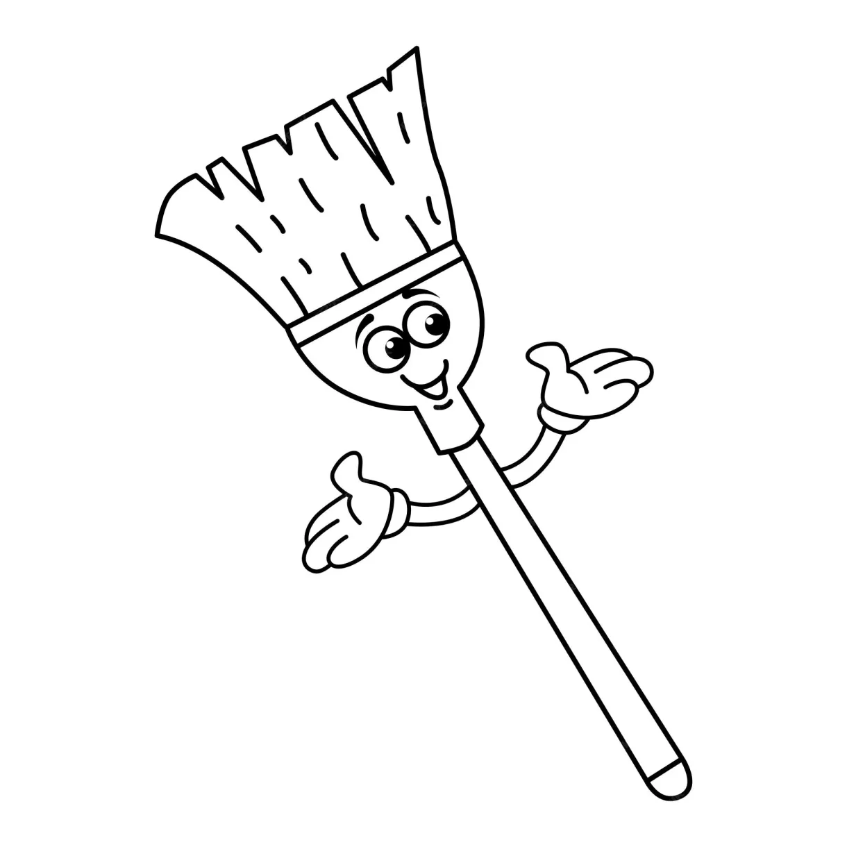 Premium vector funny broom cartoon vector coloring page printable coloring page