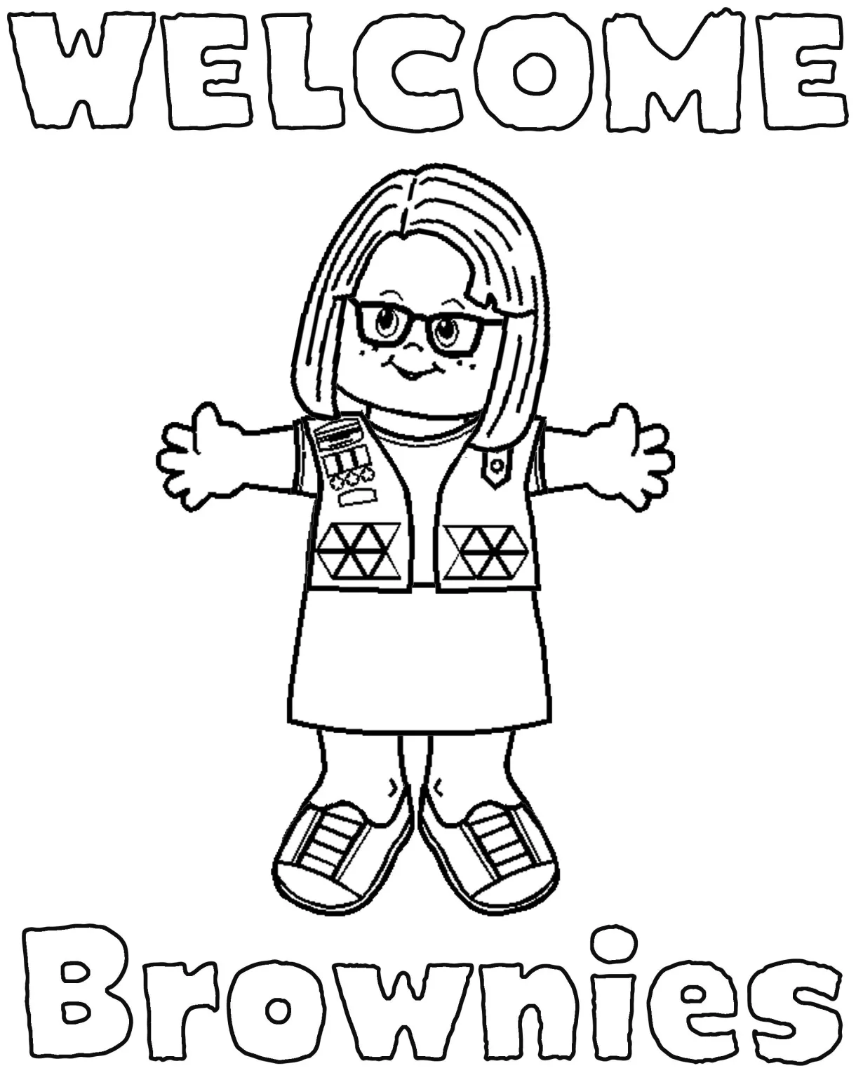 Girl scout s printable brownie girl scouts, girl printable coloring page