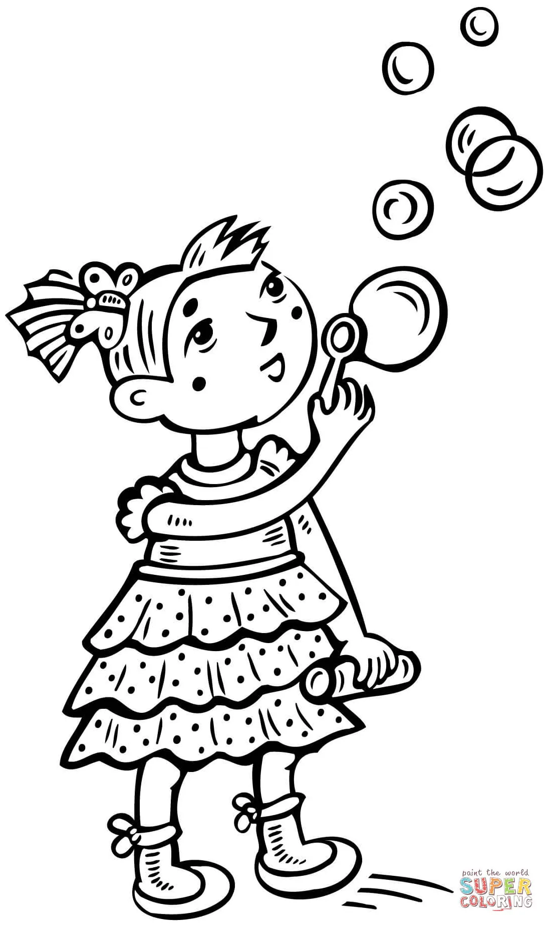 Bubble coloring pages little girl blowing bubbles coloring page free printable coloring page