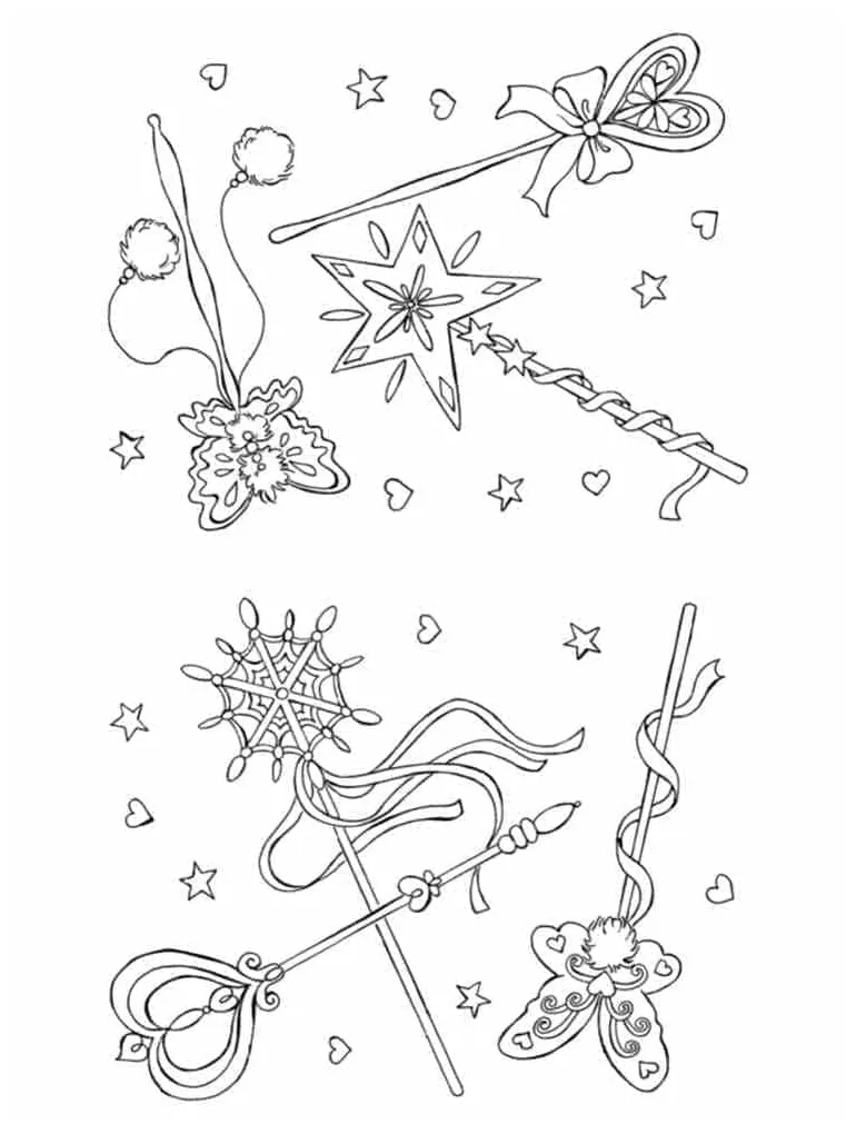 Magic wands coloring page download, print or color online for free printable coloring page