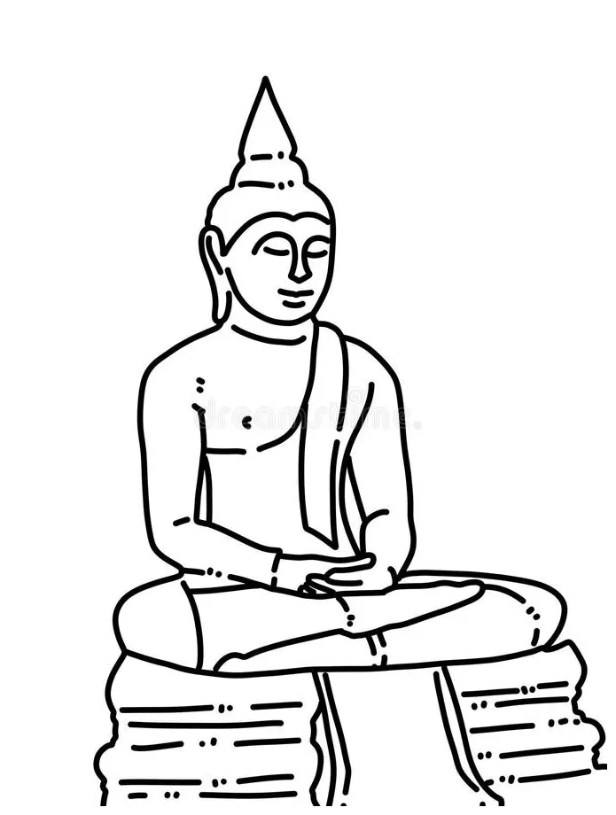 Black and white of buddha statue for coloring stock illustration
