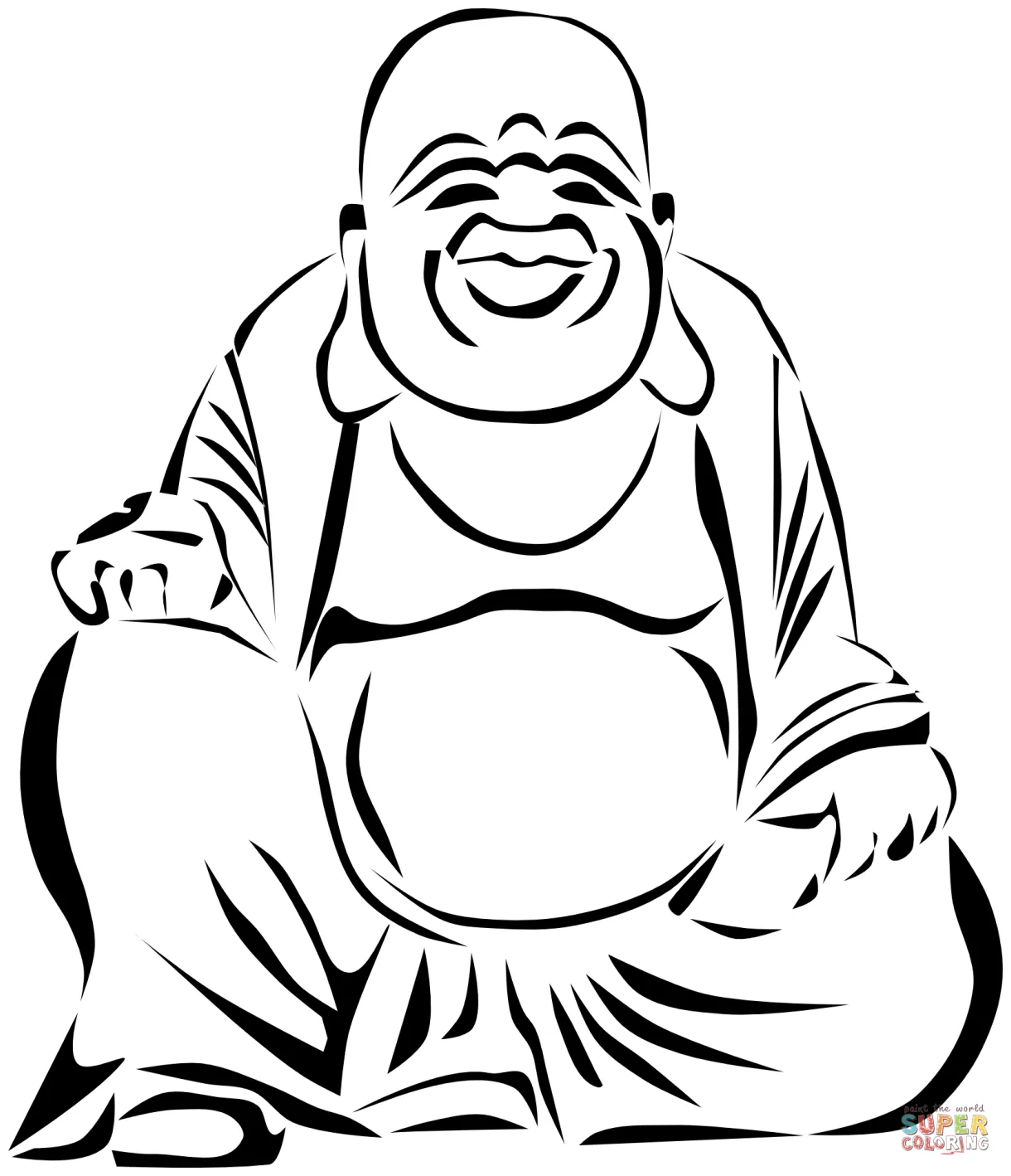 Laughing buddha coloring page free printable coloring pages