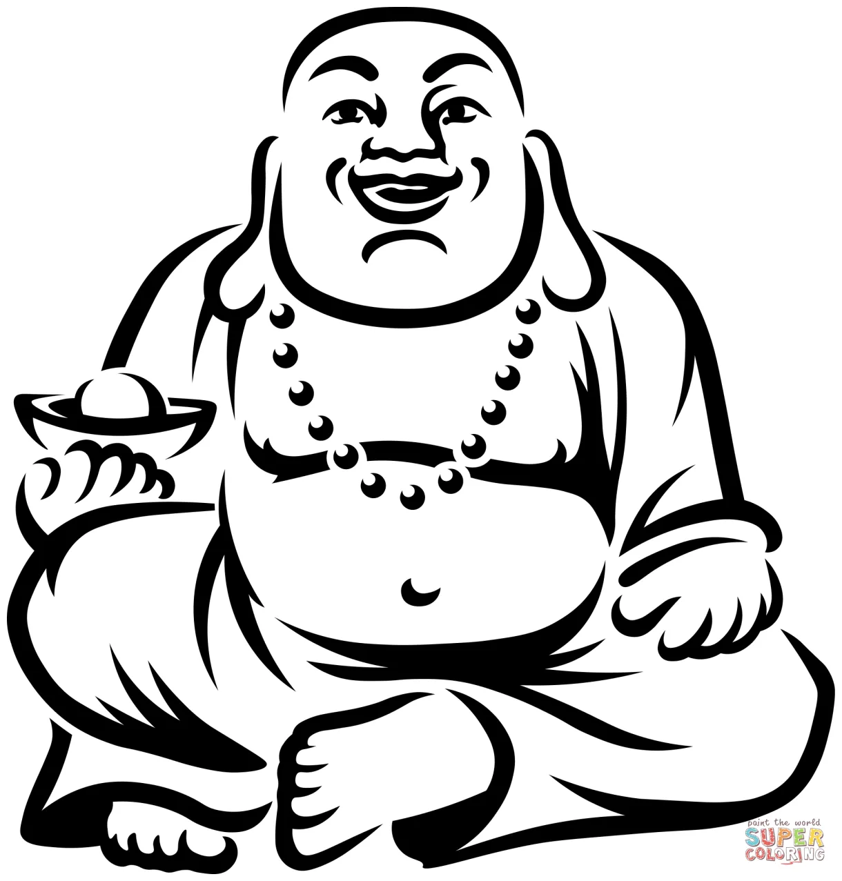 Laughing buddha coloring page free printable coloring pages