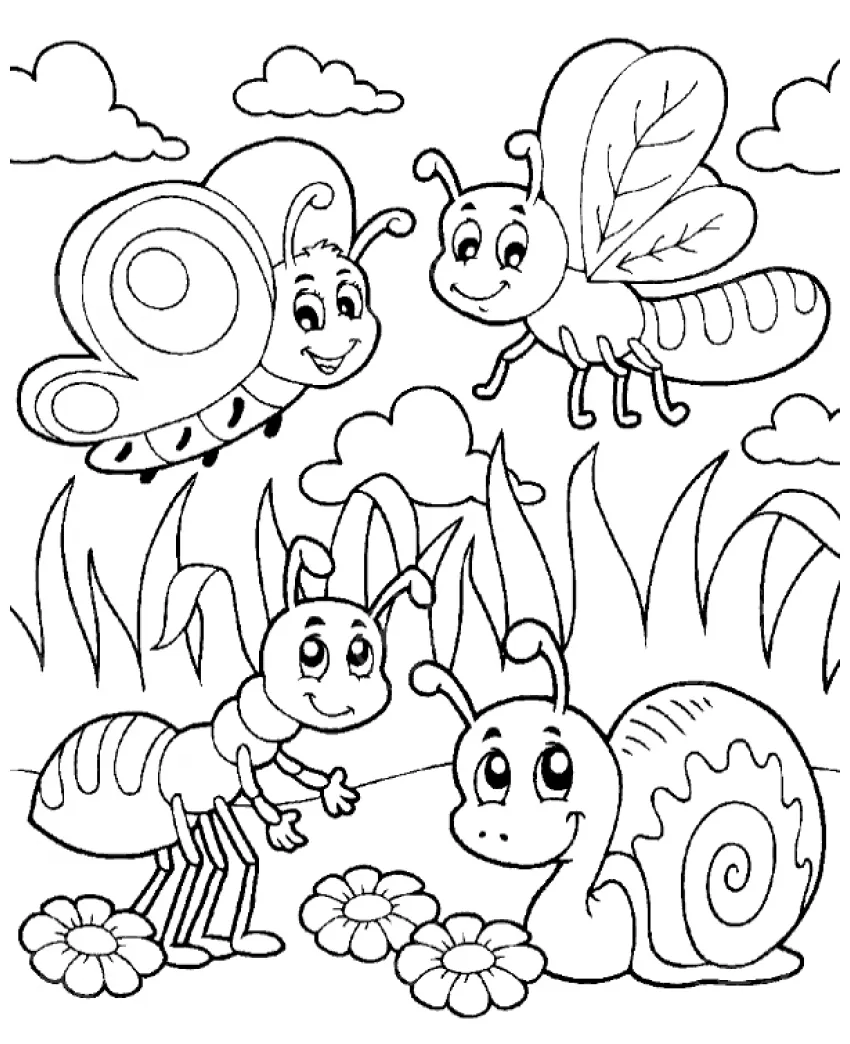 Bug coloring template coloring pages