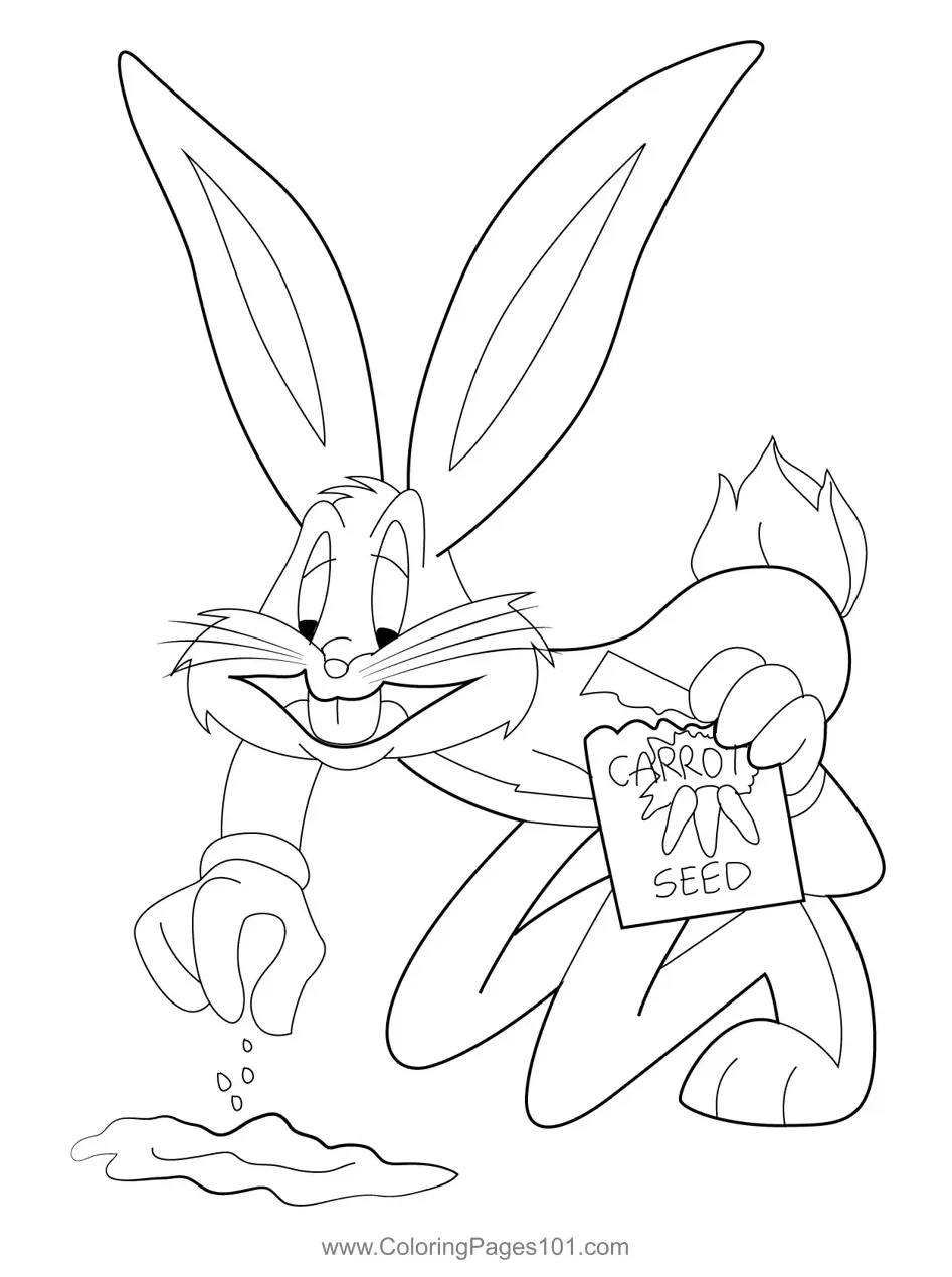 Bugs bunny carrot seedlings coloring page for kids free bugs bunny