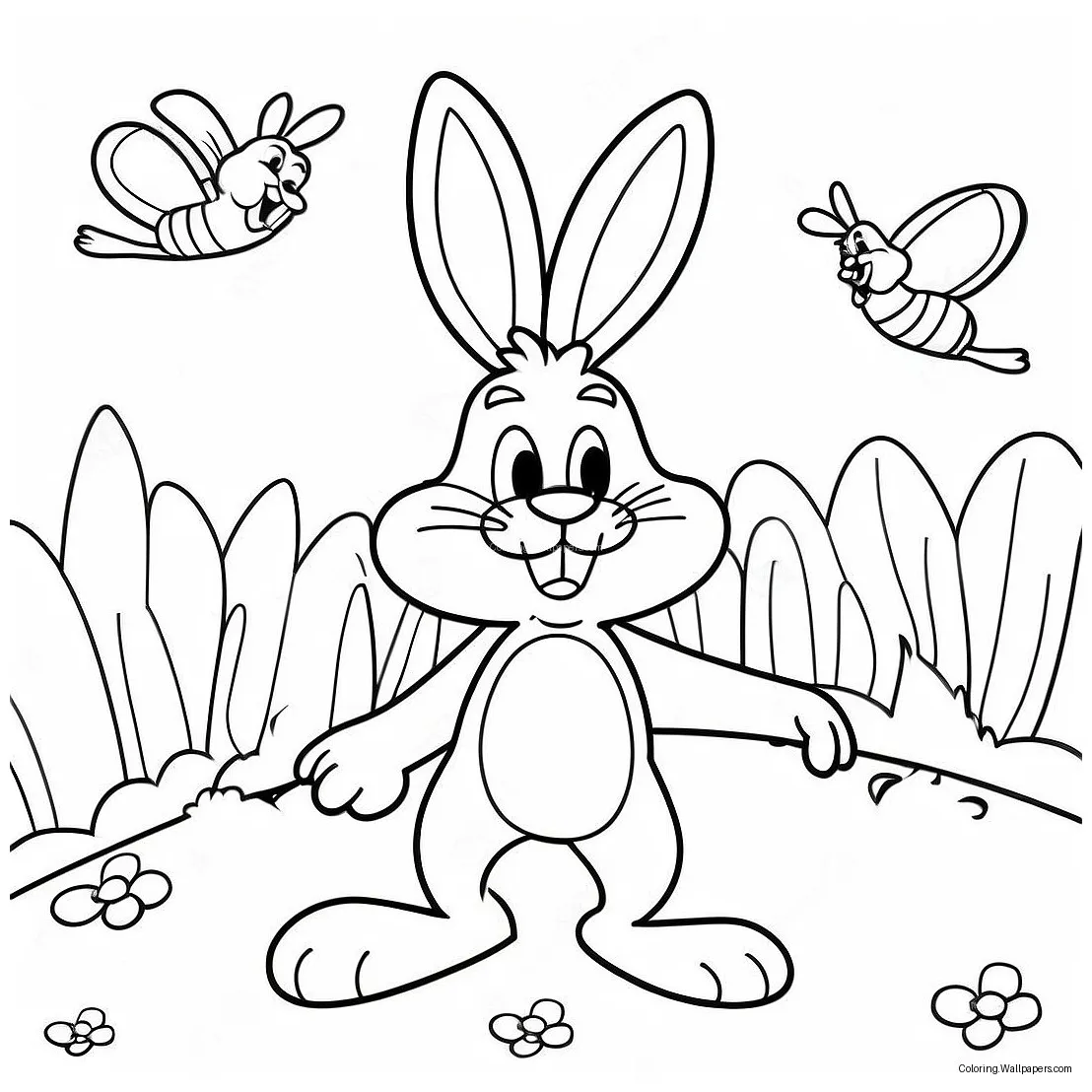 Funny bugs bunny in a carrot patch coloring page 27815-21996