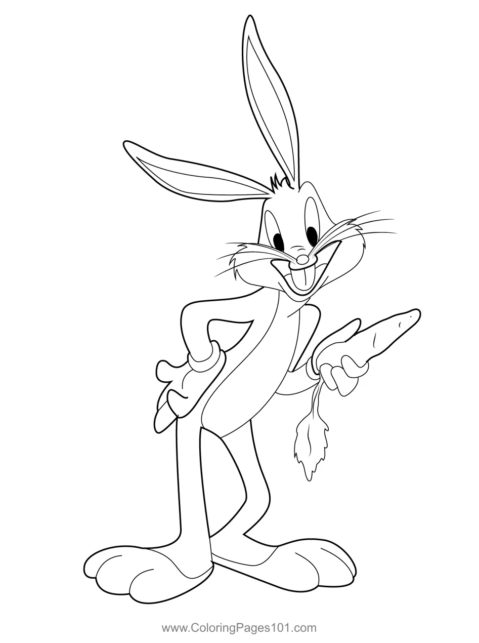 Bugs bunny with carrot coloring page for kids free bugs bunny