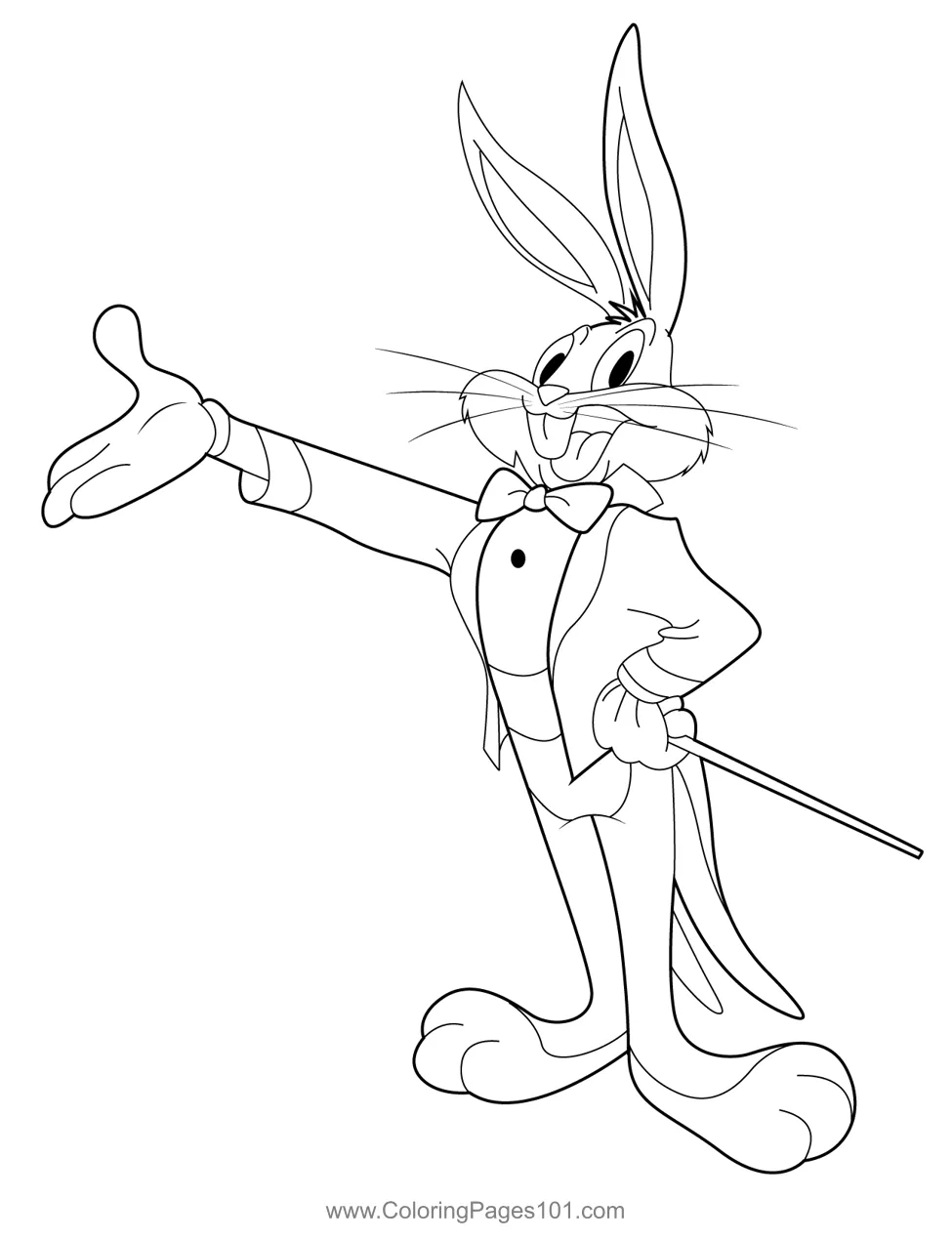 Bugs bunny at the symphony coloring page for kids free bugs bunny