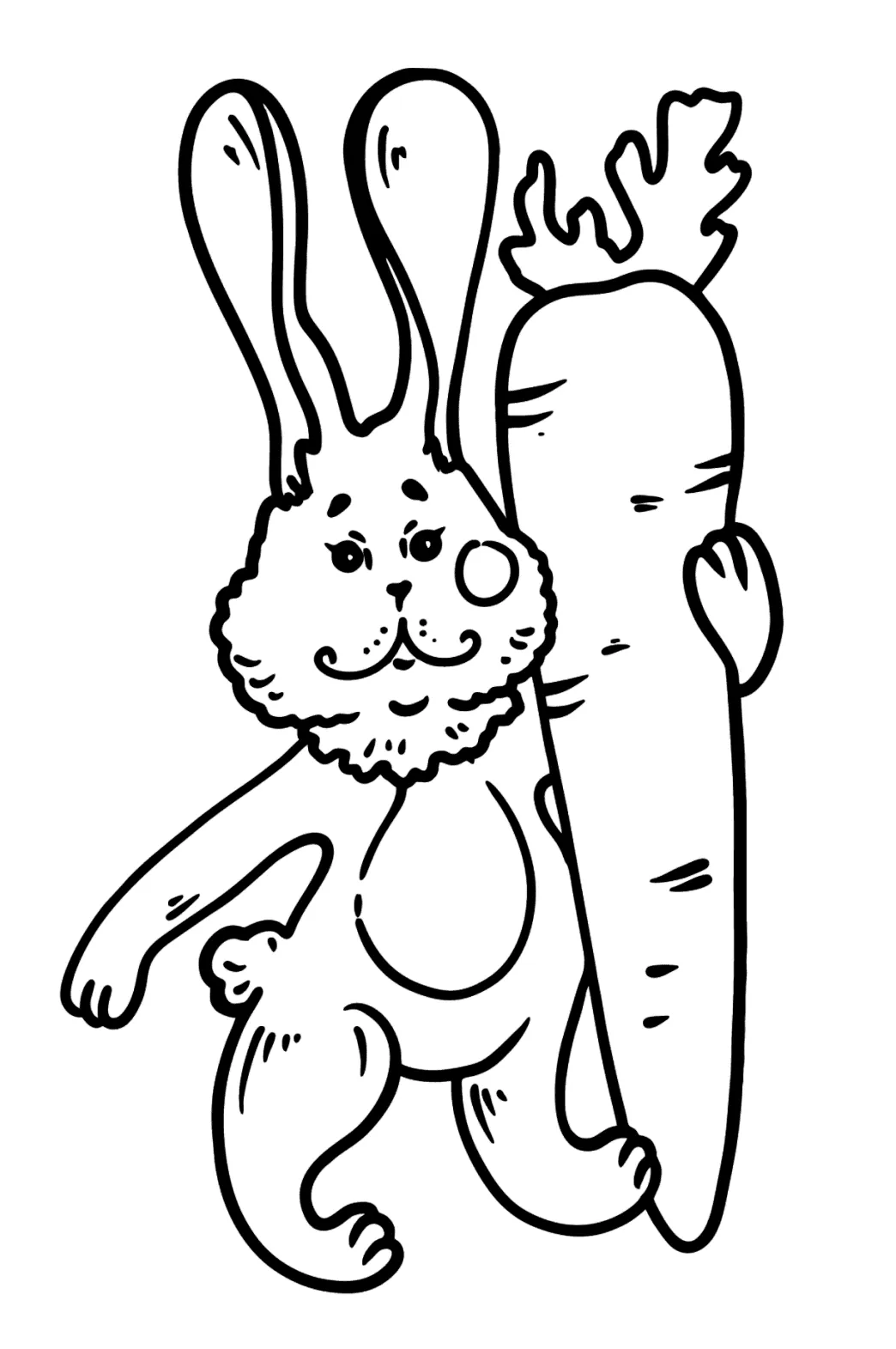 Bunny with carrot coloring page ♥ print and online free!