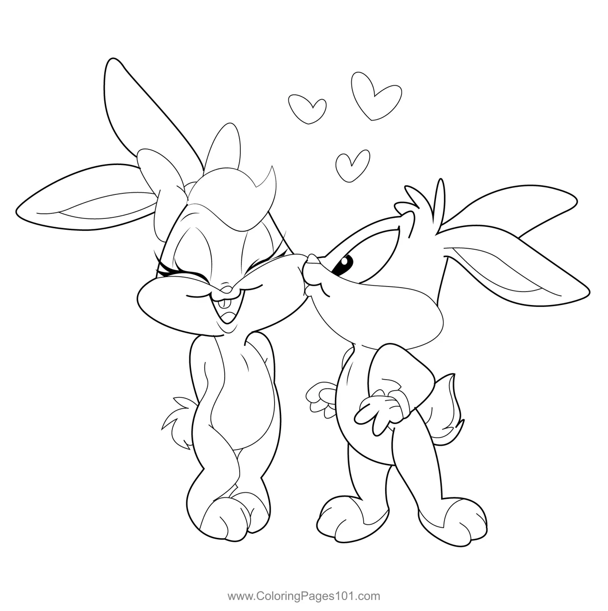 Kid bugs bunny and kid lola bunny coloring page for kids free bugs