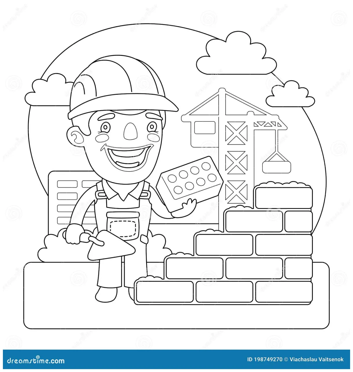 Builder coloring page vector illustration cartoondealer #198749270