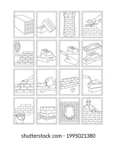 Pack bricks coloring page vectors stock vector