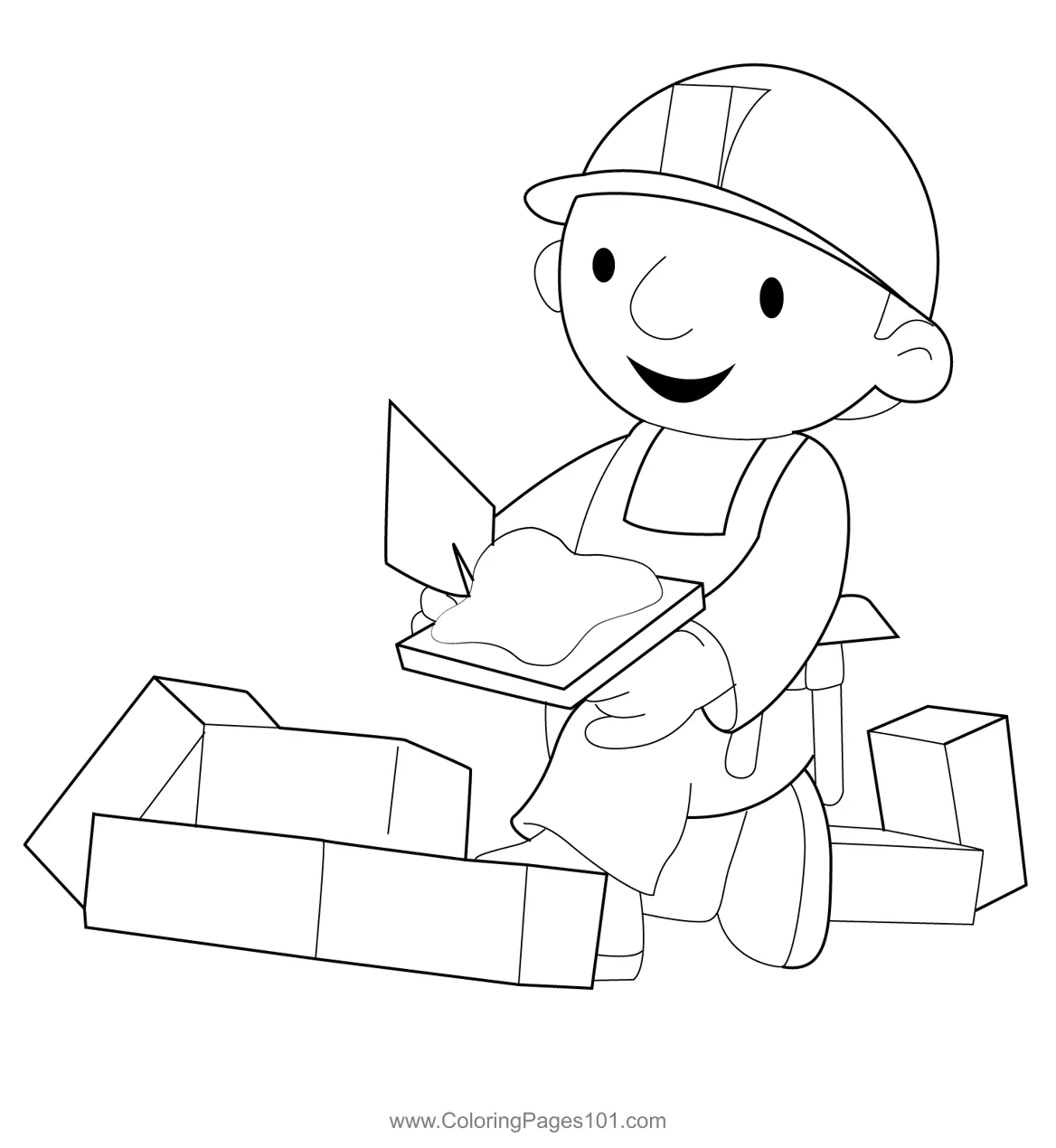 Bob with bricks coloring page for kids free bob the builder printable