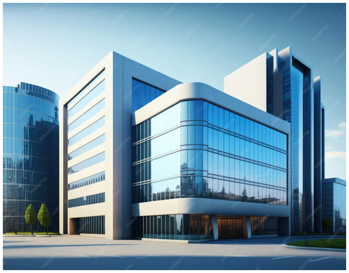 Premium modern corporate architecture can be seen in the