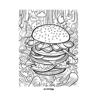 🍔 burger for kids coloring page
