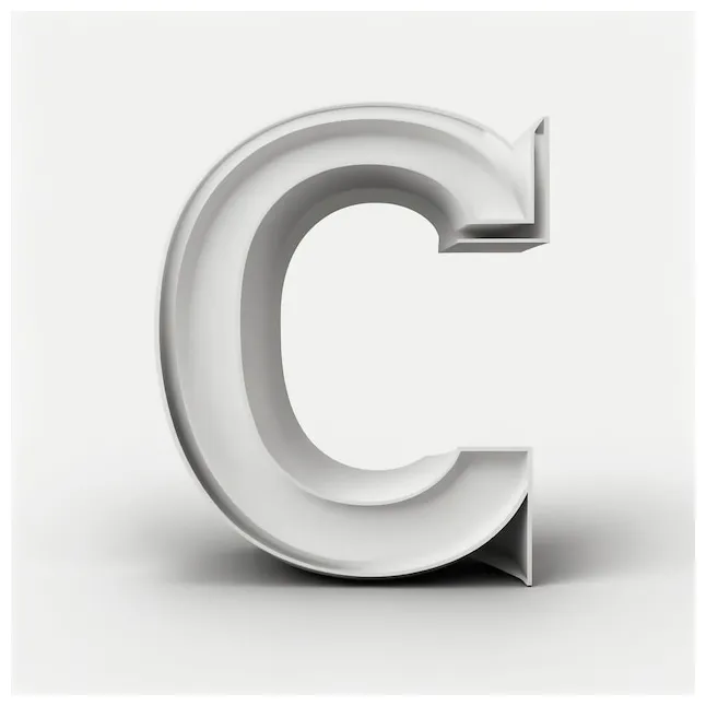 Premium a white letter c is displayed in a white
