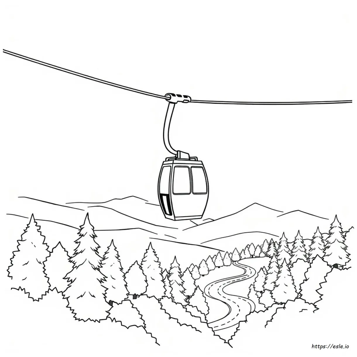 Cable car coloring page