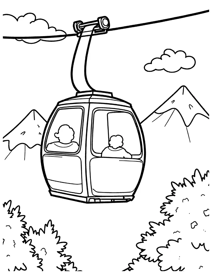 Cable car coloring page