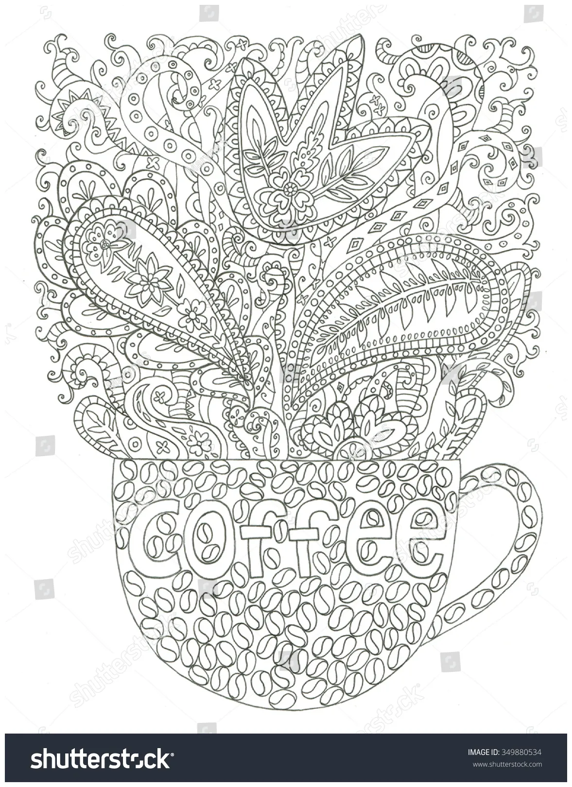 Coffee Cup Coloring Page Stock Illustration 349880534 | Shutterstock