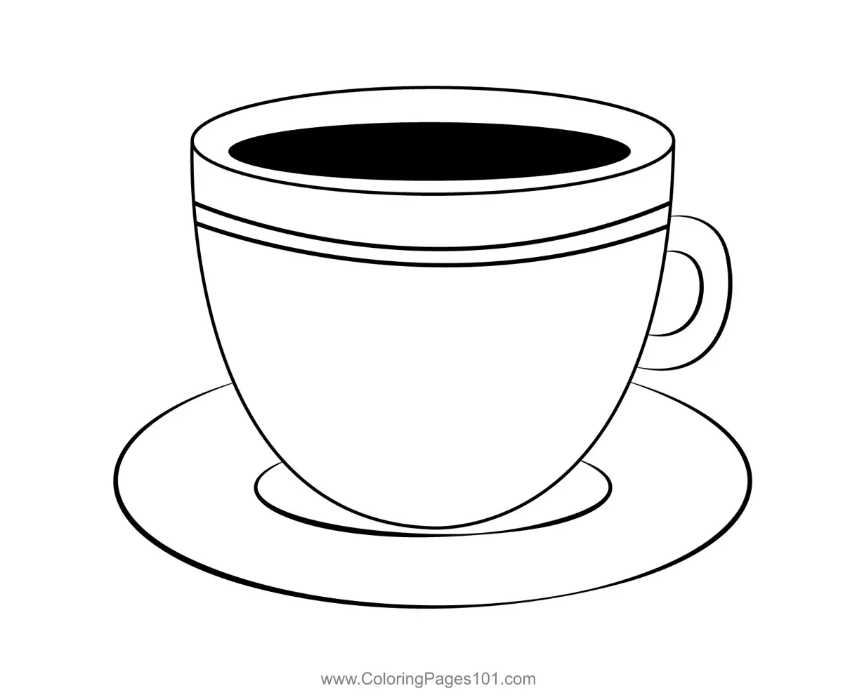 Cup Of Coffee Coloring Page for Kids - Free Drinks Printable Coloring