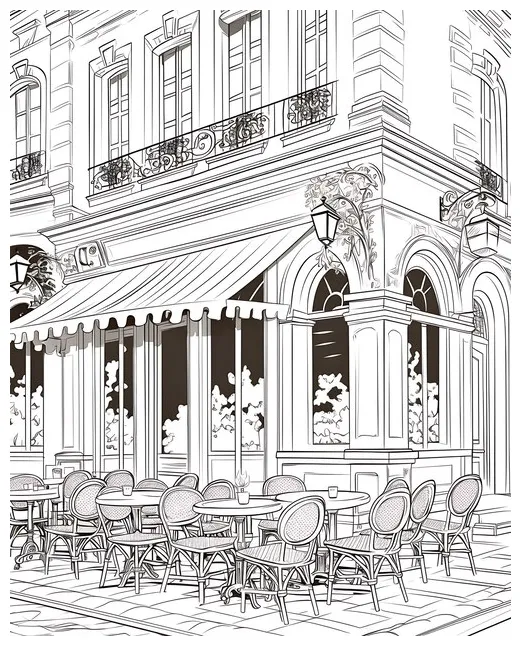 67,000+ coloring parisian cafe pictures