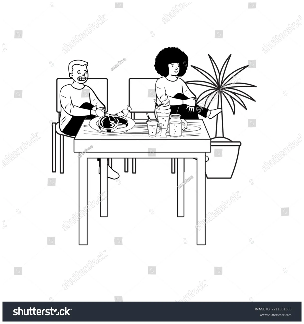 Coloring page males cafe clipart stock illustration 2211031633