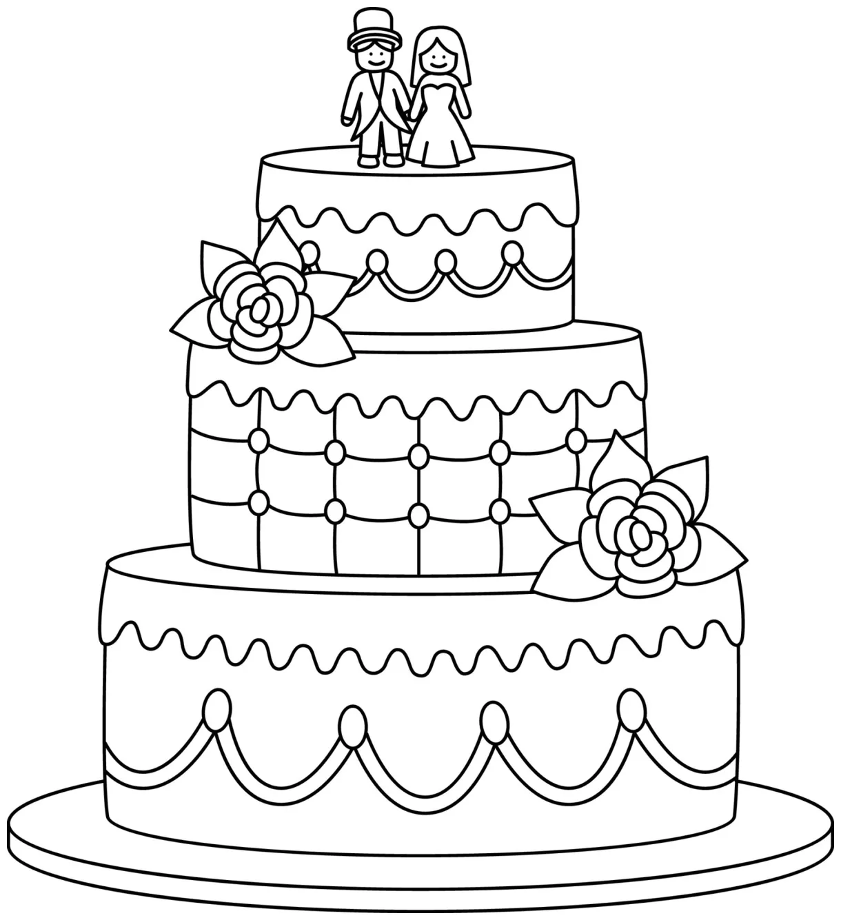 Wedding cake isolated coloring page for kids 12902454 vector art at printable coloring page