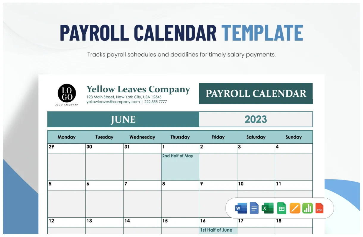 Payroll in excel, google sheets download template