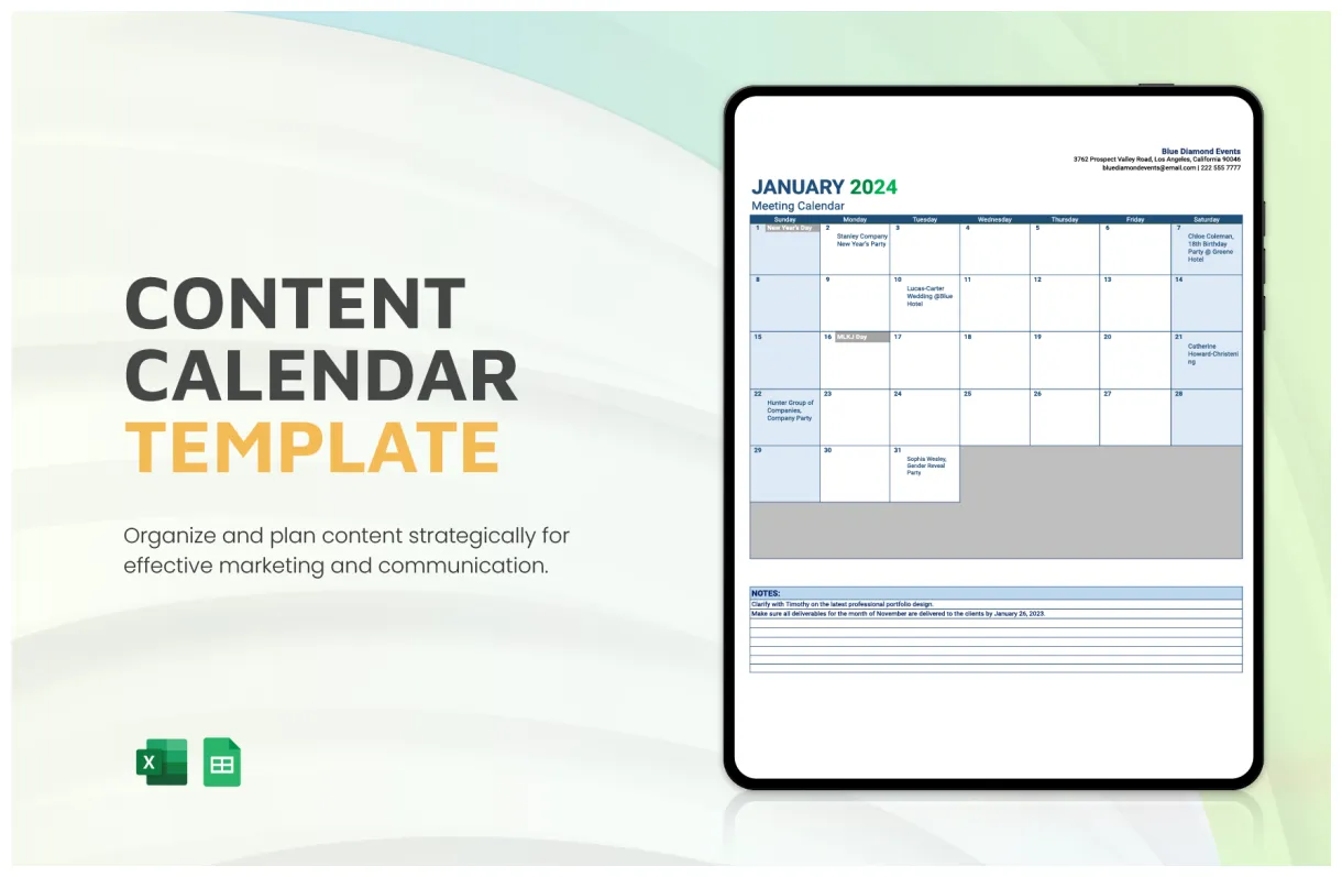 Instagram content in excel, google sheets download