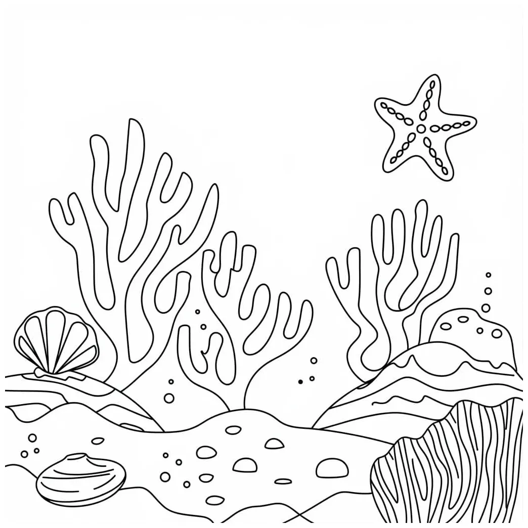Basic ocean scene coloring page download, print or color online for free