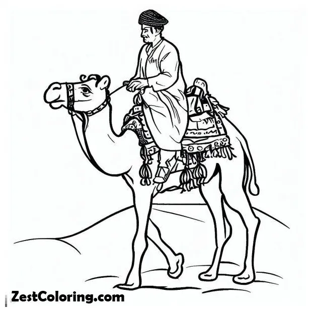 A man riding camel coloring page coloring for kids smart, creative printable coloring page
