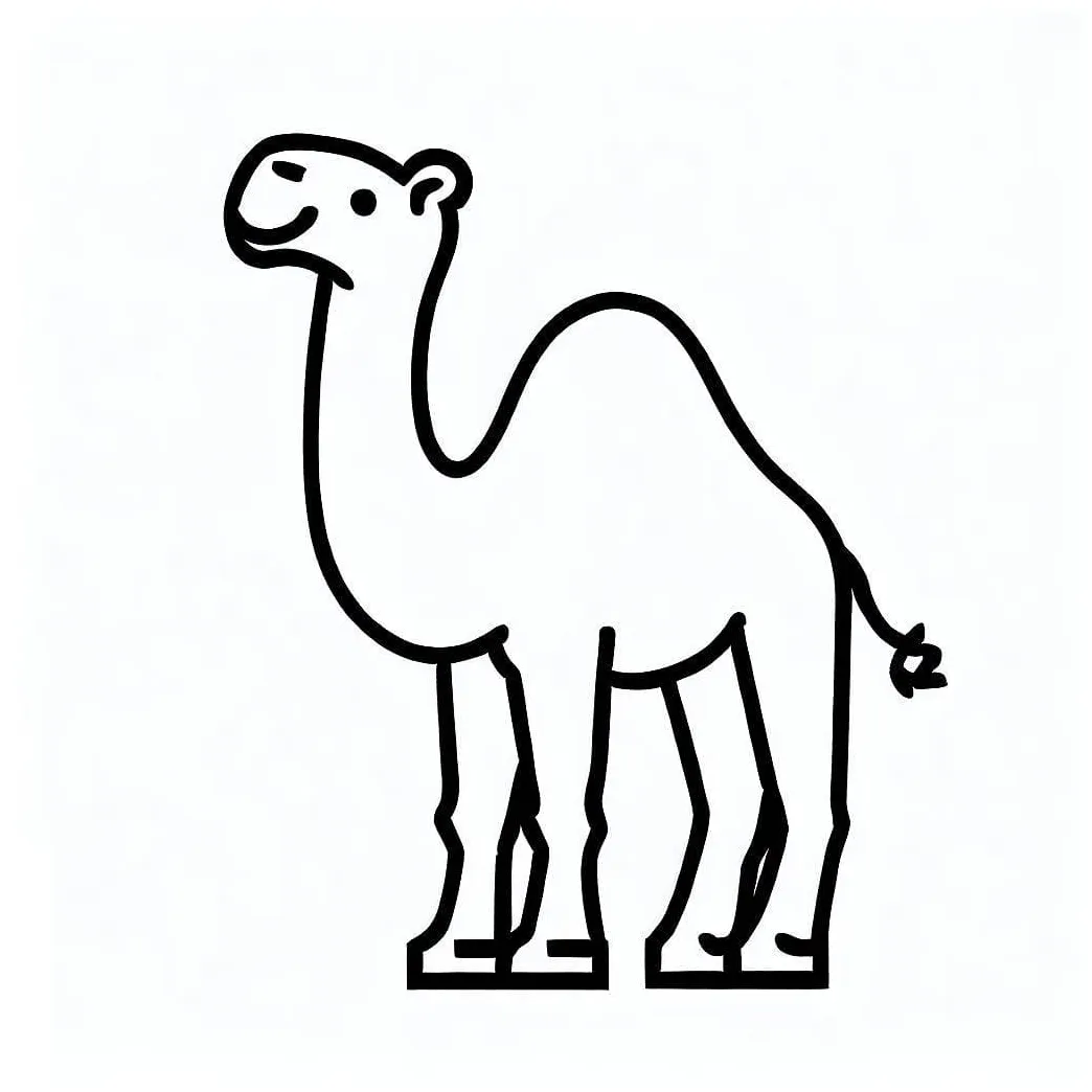 Very easy camel coloring page download, print or color online for free