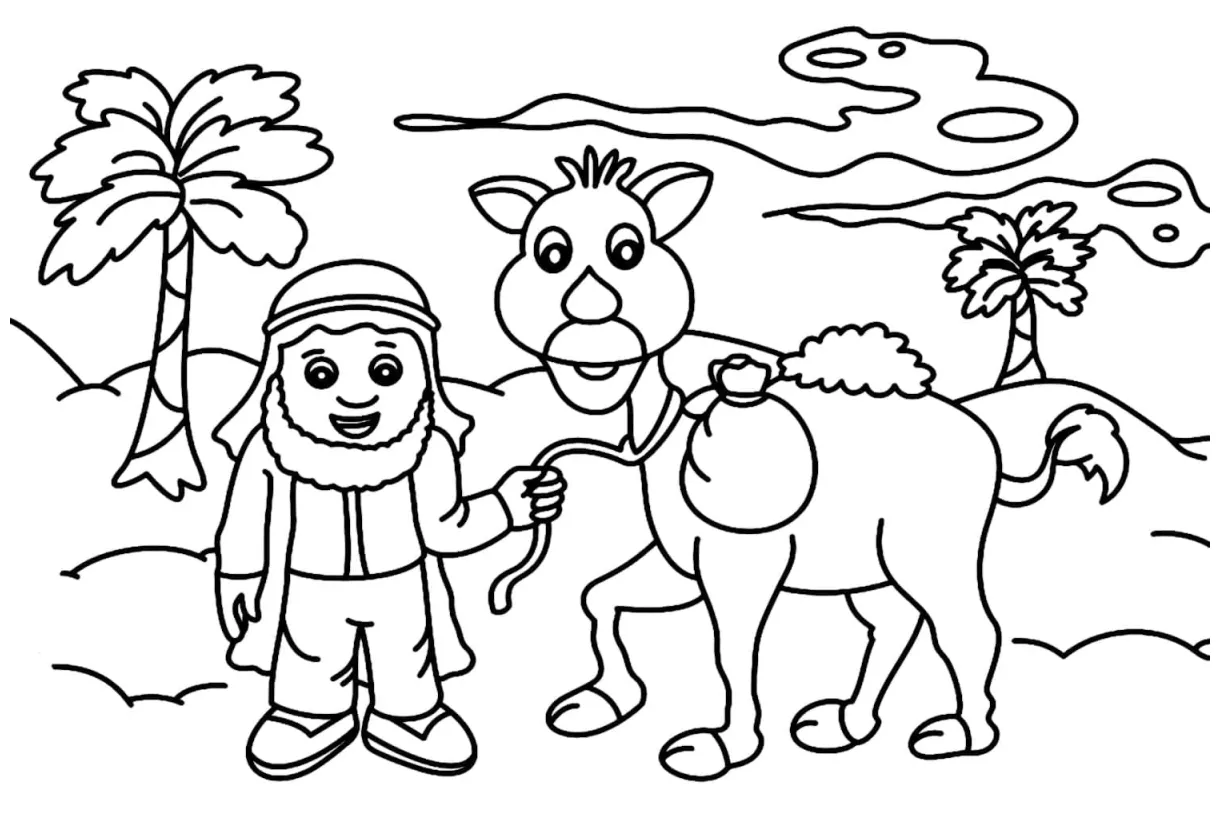 A camel coloring page download, print or color online for free