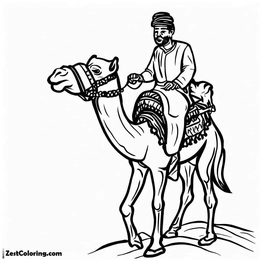 A man riding camel in the desert coloring page coloring for kids