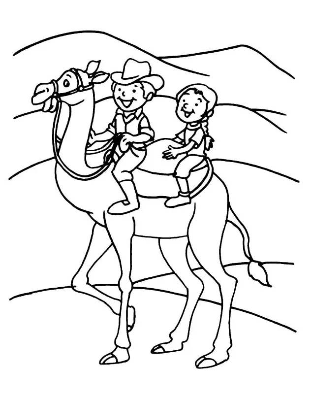 Camel riding coloring page