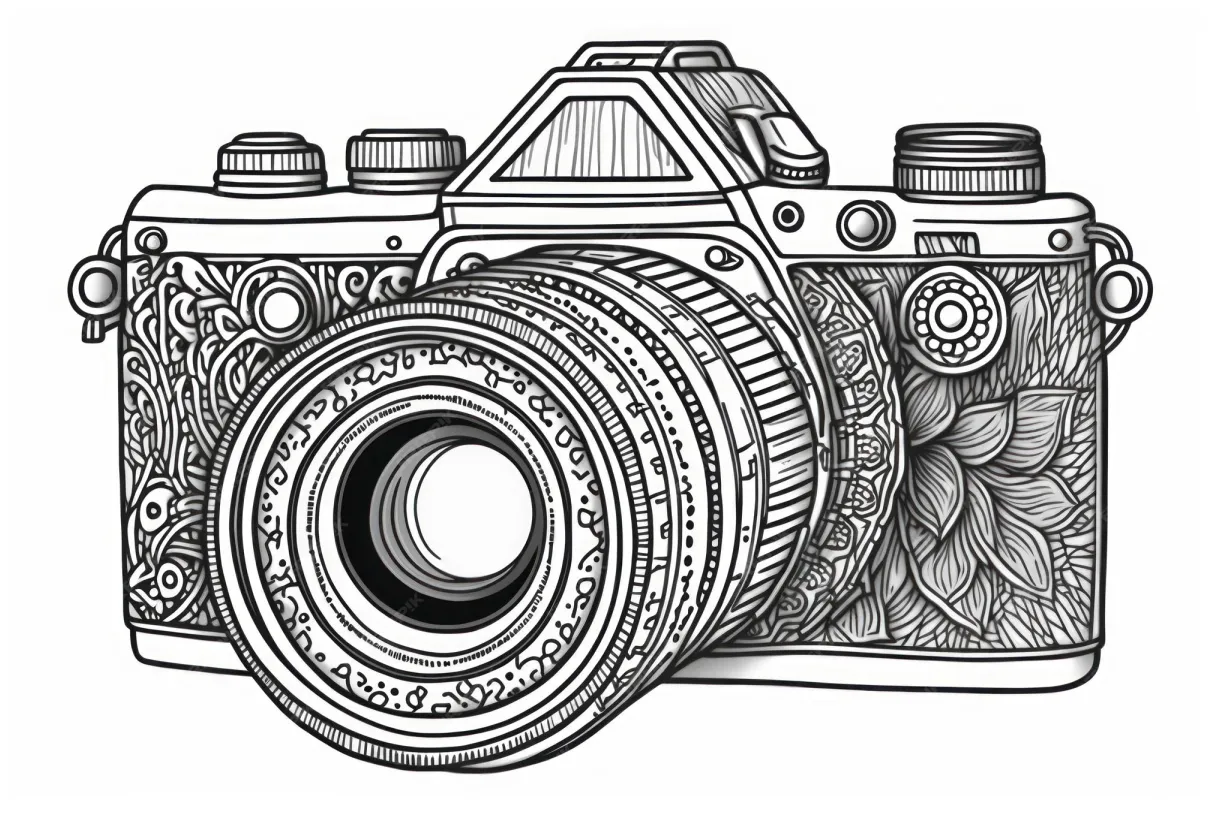 Premium ai coloring page camera think lines