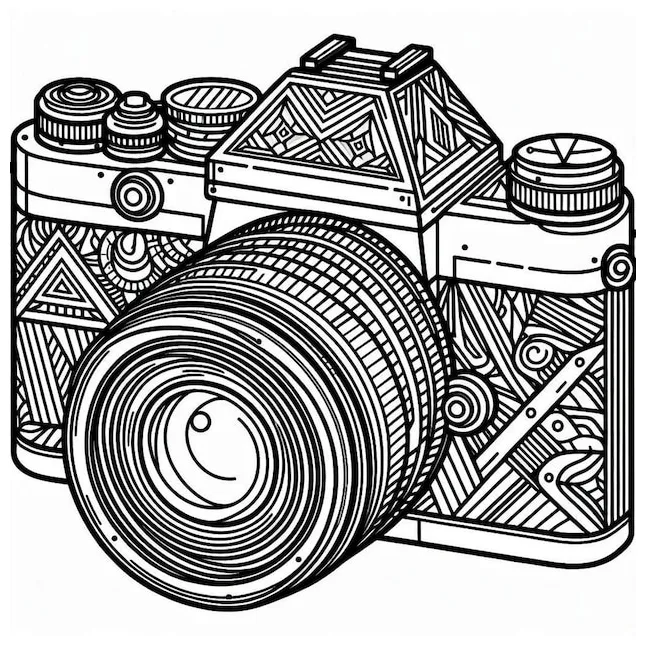 Camera Coloring Page Vector | Premium AI-generated vector