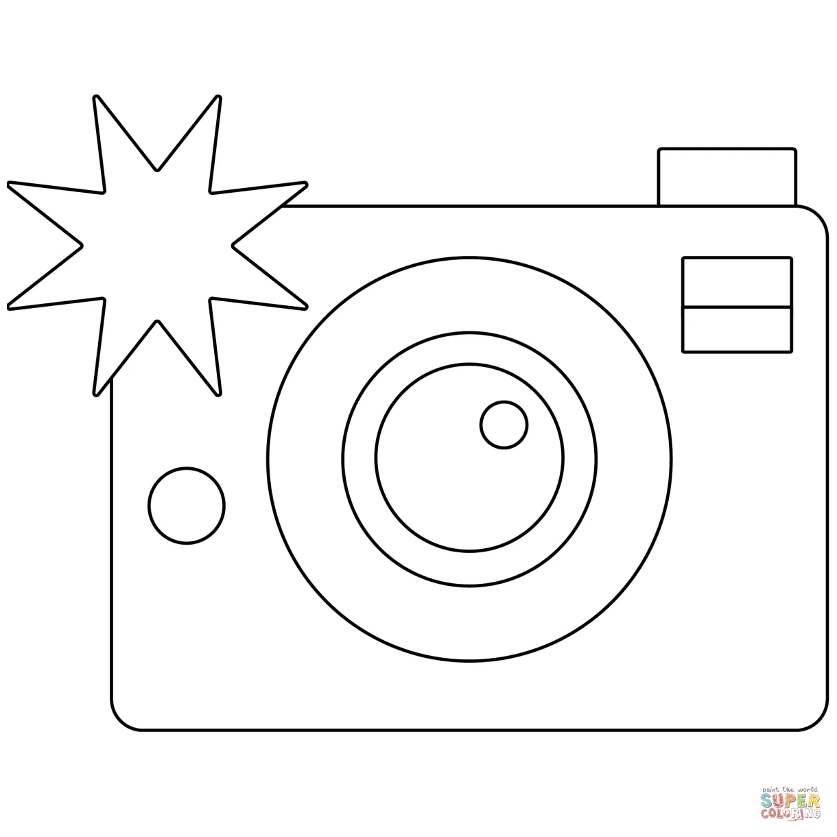 Camera with flash emoji coloring page free printable coloring pages
