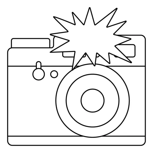 Camera with flash emoji coloring page free printable coloring pages