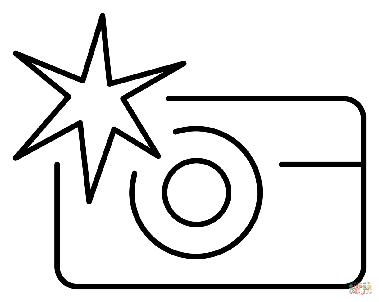 Camera with flash emoji coloring page free printable coloring pages