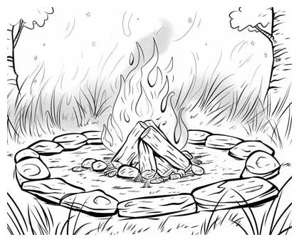 Campfire coloring pages