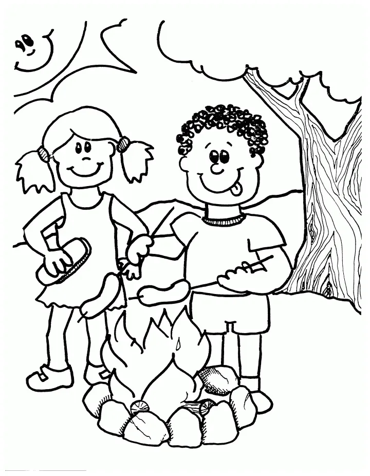 Free campfire coloring page, download free campfire coloring page png