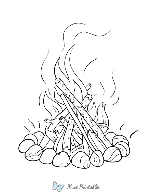 Printable campfire coloring page