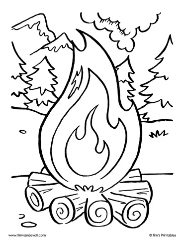 Campfire coloring page tim's printables