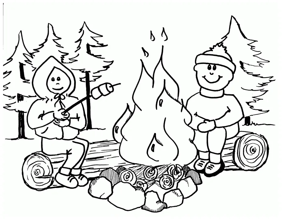 Campfire Coloring Page - Coloring Home