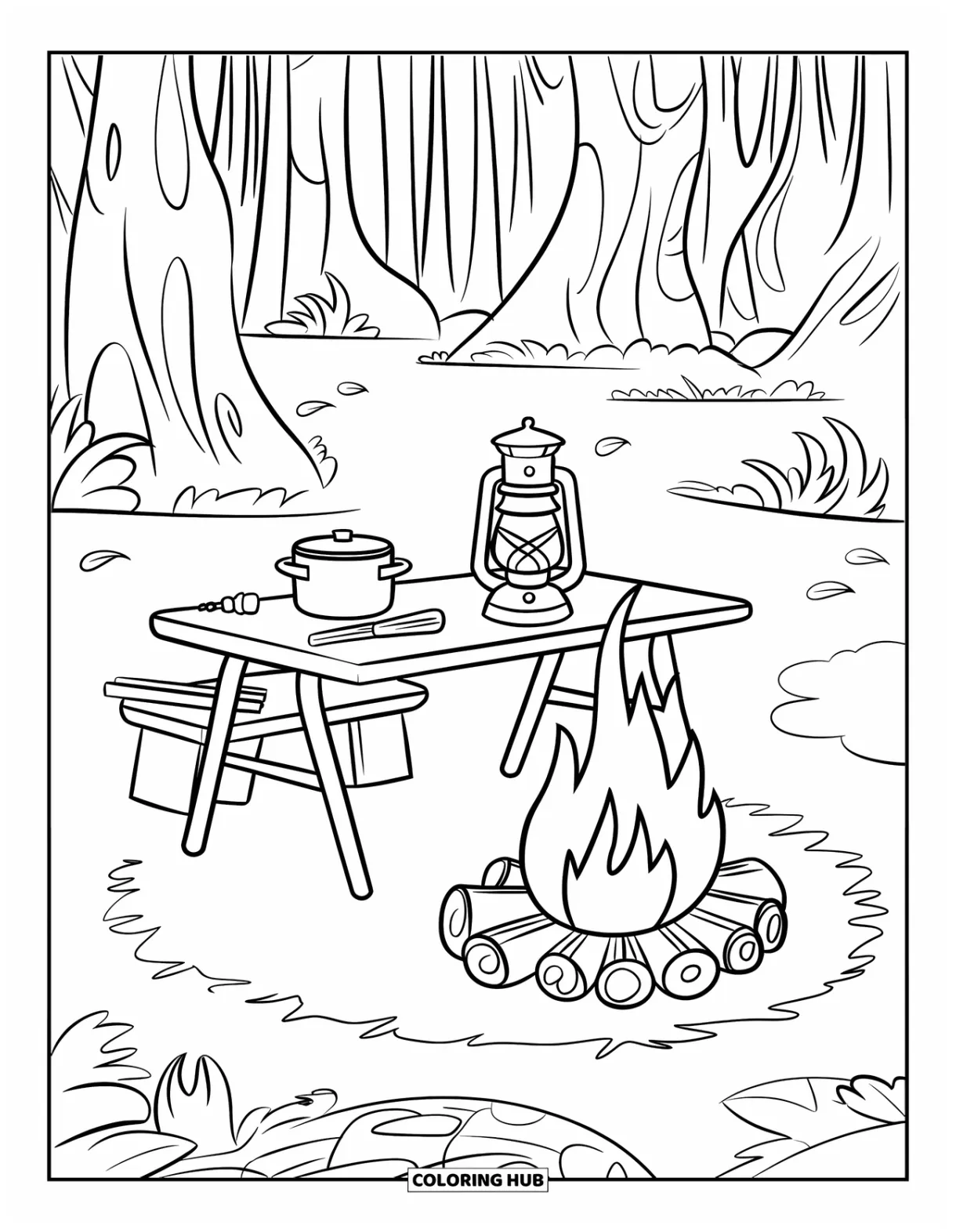 105+ Campfire Coloring Pages for Kids & Adults (Free Printable PDFs)