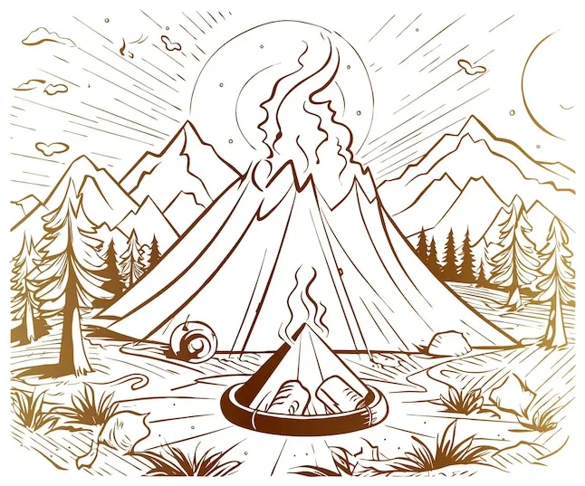 Campfire Coloring Page Vectors & Illustrations for Free Download