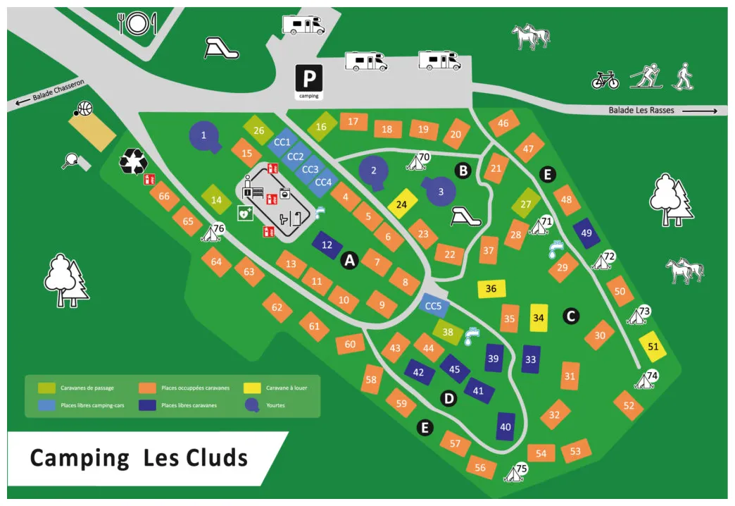 Plan du camping camping les cluds